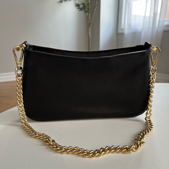 Black Genuine Leather Baguette Bag - Picture 8 of 9